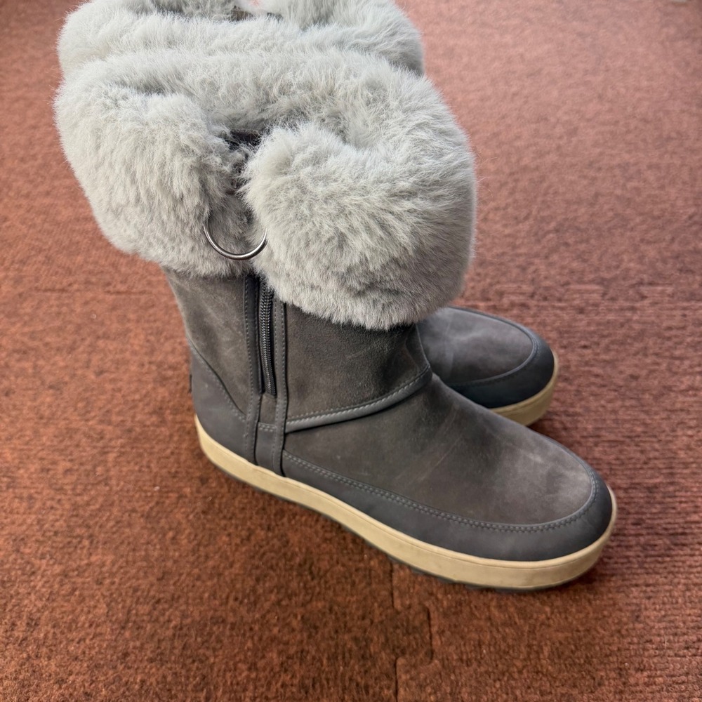 A+ shoes Koolaburra by UGG Advay Grey Faux Fur Platform Boots 1105889 Womens 7‎